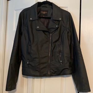 Matte Black Faux Leather Moto Jacket